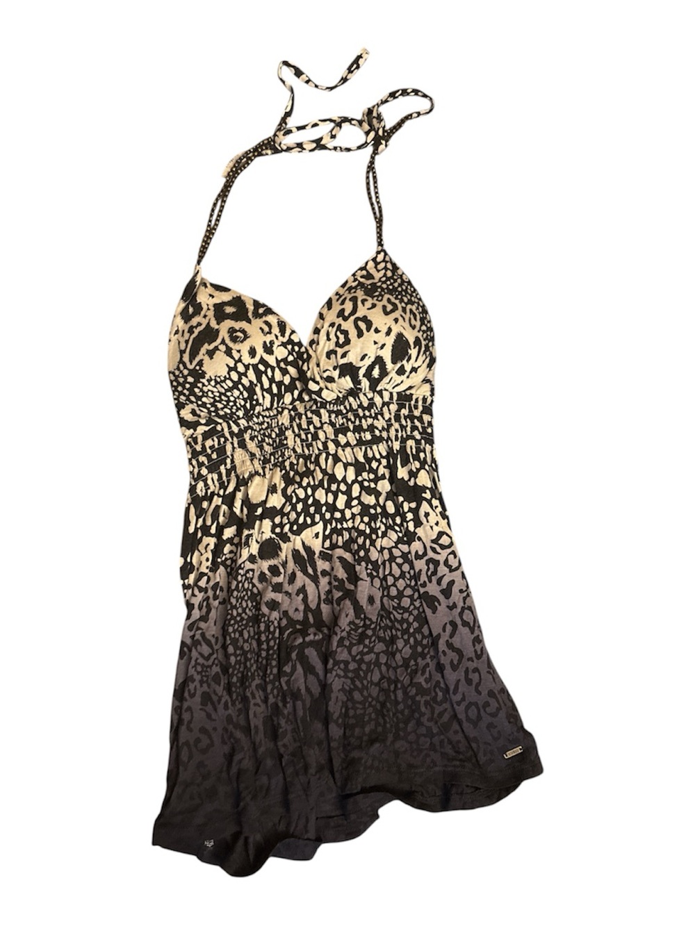 Guess Leopard-Print Halter tank top in Beige and Black Y2K